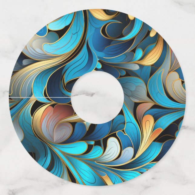 Etiqueta Para Taça De Vinho Padrões Fractais abstrato (Frente)