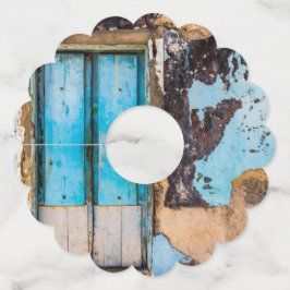 Etiqueta Para Taça De Vinho Parede e porta azuis