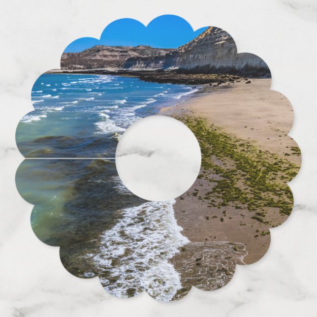 Etiqueta Para Taça De Vinho Praia em Puerto Piramides, Argentina (Verso)