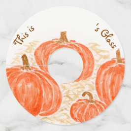 Etiqueta Para Taça De Vinho Pumpkins Aquarela Nome ADD