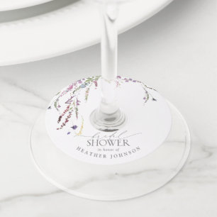 Etiqueta Para Taça De Vinho Púrpura Flor de Água Chá de panela Floral
