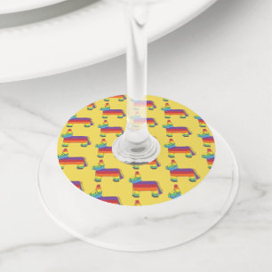 Etiqueta Para Taça De Vinho Rainbow Donkey Piñata Cinco De Mayo Festa de anive