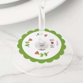 Etiqueta Para Taça De Vinho Red Flower - Party Drink Markers