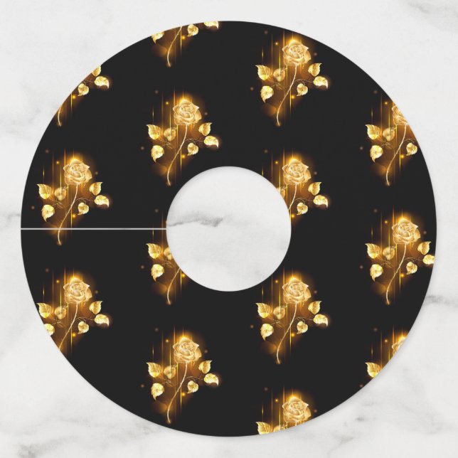 Etiqueta Para Taça De Vinho rosa do ouro ( rosa dourado ) (Frente)