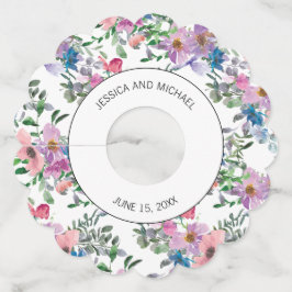 Etiqueta Para Taça De Vinho Rosa Floral Branco e Roxo Ameixa Personalizado