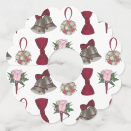 Etiqueta Para Taça De Vinho Sinos de Noiva Gravata Borboleta Buquê Rosas Anive