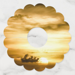 Etiqueta Para Taça De Vinho Sol No Oceano Pacífico