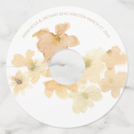 Etiqueta Para Taça De Vinho *~* Suave Bege de Tons Pastéis Florais em Aquarela
