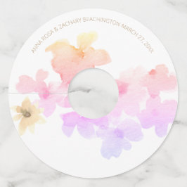 Etiqueta Para Taça De Vinho *~* Suave Ombre Rosa Floral Pêssego Aquarela