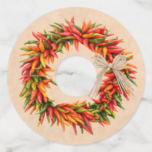 Etiqueta Para Taça De Vinho Sudoeste do Chile Ristra Wreath no Adobe Wall