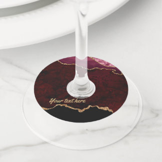 Etiqueta Para Taça De Vinho Tag de copo de vinho em Ágata Dourado Rosa e Branc