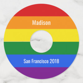 Etiqueta Para Taça De Vinho Texto personalizado Marcas de vidro do Rainbow Fla