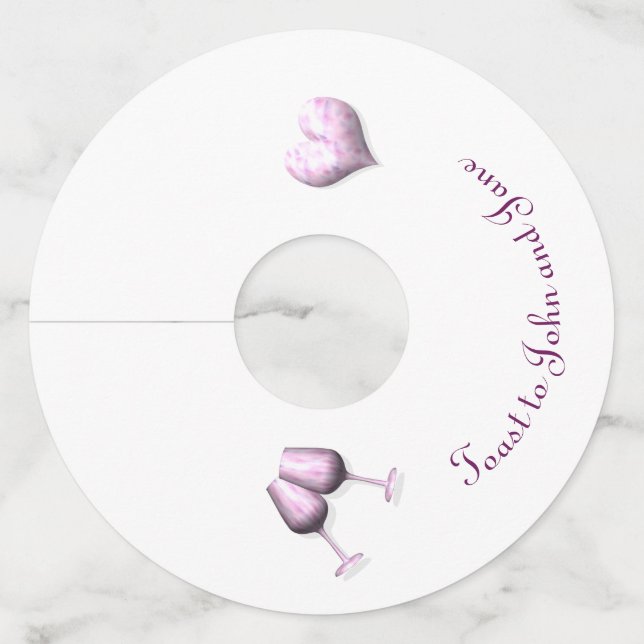 Etiqueta Para Taça De Vinho Toast The Happy Casal (Frente)