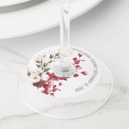 Etiqueta Para Taça De Vinho Vinho Favor de Chuveiro de Noiva Floral Rosa Bege