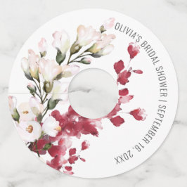 Etiqueta Para Taça De Vinho Vinho Favor de Chuveiro de Noiva Floral Rosa Bege 