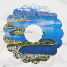 Etiqueta Para Taça De Vinho Vista em Queenstown do Pico de Bob, Nova Zelândia