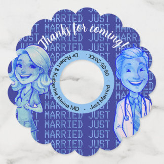 Etiqueta Para Taça De Vinho WEDDING thanks for coming doctors blue cartoon