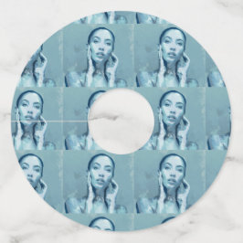 Etiqueta Para Taça De Vinho "Woman in Blue" Premium Canvas