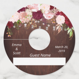 Etiqueta Para Taça De Vinho Wood Burgundy Floral Mason Jar Marker