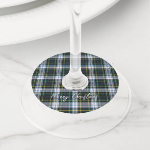 Etiqueta Para Taça De Vinho Xadrez Green Rustic Clan Gordon Tartan