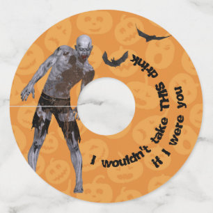 Etiqueta Para Taça De Vinho Zombie Halloween engraçado