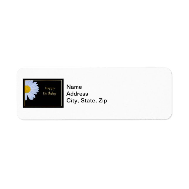 Etiqueta Parabéns com Flor Branco e Bkgrd Negro (Frente)