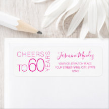 Parabéns por 60 anos Endereço Chic Elegante Branco