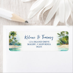 Etiqueta Paradise Island Tropical Beach Wedding Address