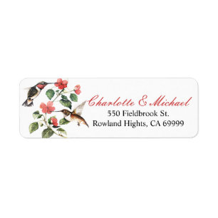 Etiqueta Pares florais dos colibris do vintage doce