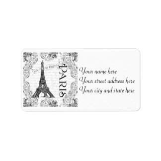Etiqueta Paris Eiffel Tower French Scrolls