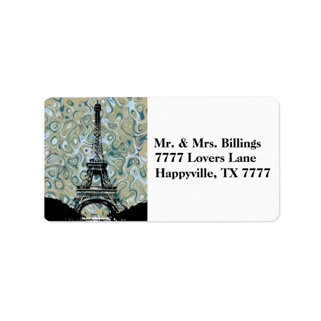 Etiqueta Paris Eiffel Tower Marlble Sky (Frente)