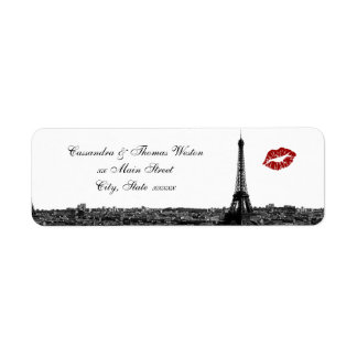 Etiqueta Paris França Skyline Kiss #1 BW H Endereço de devo