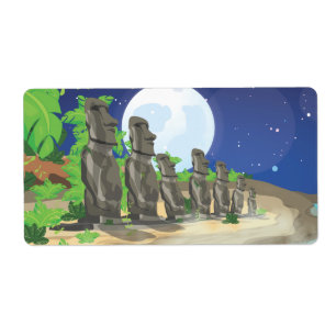 Etiqueta Páscoa Island Moai
