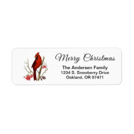 Etiqueta Pássaro Vermelho Cardinal do Natal Elegante