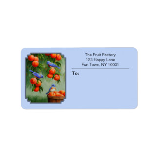 Etiqueta Pássaros-azuis e Pêssegos Azul