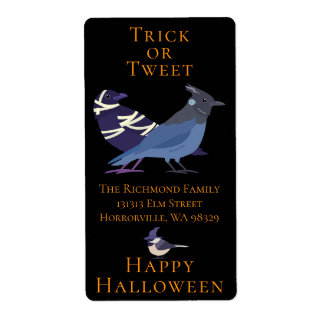 Etiqueta Pássaros disfarçados no Halloween Endereço de Truq