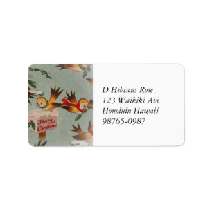 Etiqueta Pássaros do Feliz Natal do vintage