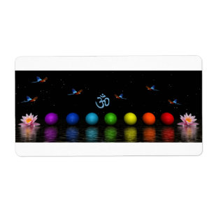 Etiqueta pássaros e aum dos chakras