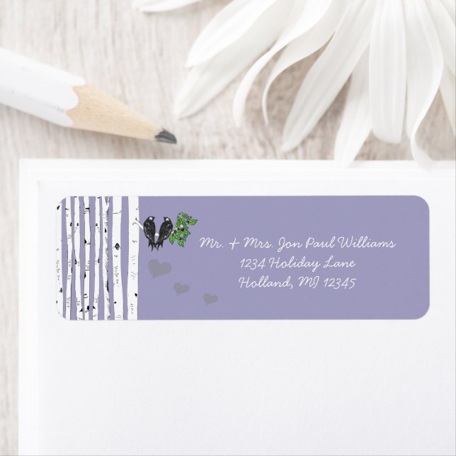 Etiqueta Pássaros Púrpura e Dusty, Árvore de Aves (Insitu)