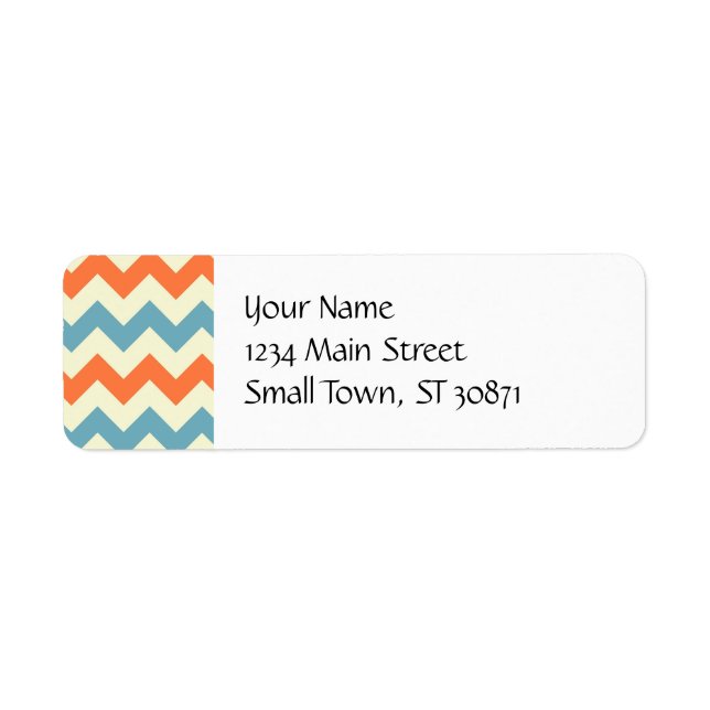 Etiqueta Pastel Blue e Orange Chevron Stripes Zig Zags (Frente)