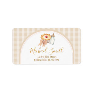 Etiqueta Pastel Cutie Pie Gingham Fall Chá de fraldas