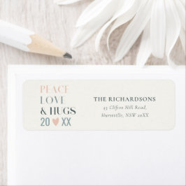 Etiqueta Pastel Scandi Blush Cinza Peace Love & Hugs 2023