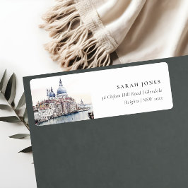 Etiqueta Pastel Veneice Itália Canals Watercolor Address