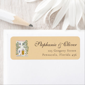 Etiqueta Pastel Watercolor Mediterranean Italian Wedding