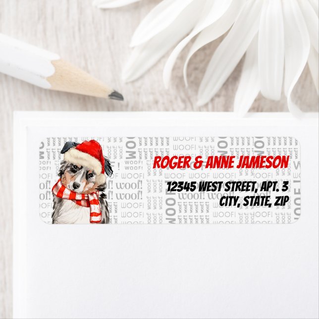 Etiqueta Pastor australiano de Natal com nome (Insitu)