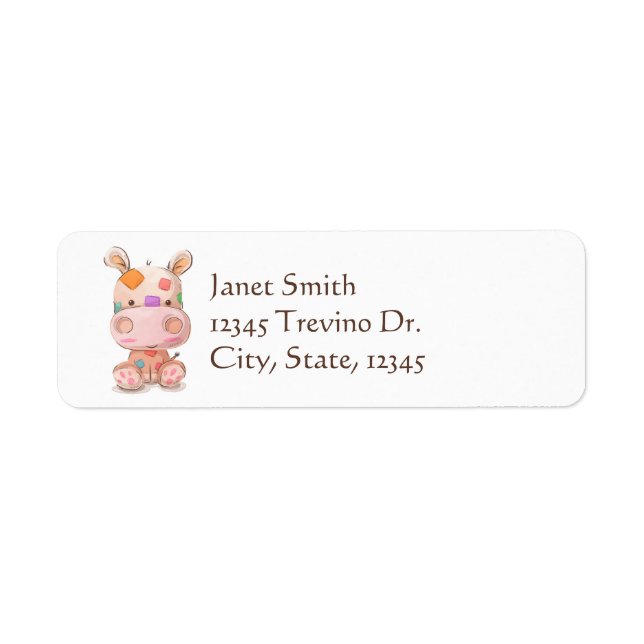 Etiqueta Patchwork Hippo Return Address (Frente)