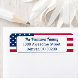 Etiqueta Patrimônio Americano Bandeira Vermelha White Azul