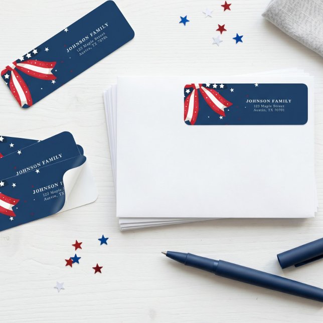 Etiqueta Patriotic 4th of July Independence Day Addres (Criador carregado)