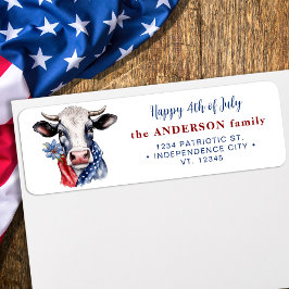 Etiqueta Patriotic Cow American 4 De Julho Endereço De Devo