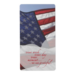 Etiqueta Patriotic Heart Flag, Military Appreciation